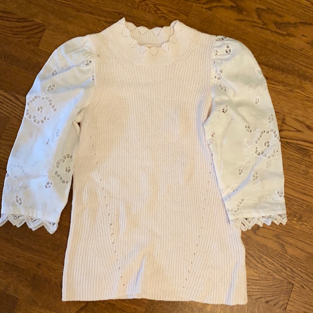 Rebecca Taylor eyelet sleeve sweater, size S